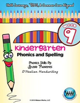 Preview of Kindergarten Phonics and Spelling D'Nealian Week 9 (P) {TEKS-aligned}