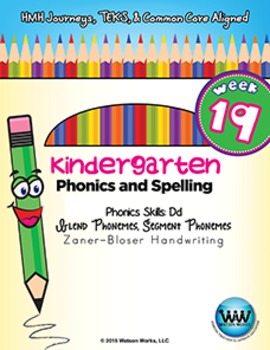 Preview of Kindergarten Phonics and Spelling Zaner-Bloser Week 19 (D) {TEKS-aligned}