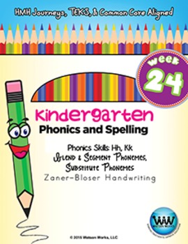 Preview of Kindergarten Phonics and Spelling Zaner-Bloser Week 24 (H, K) {TEKS-aligned}