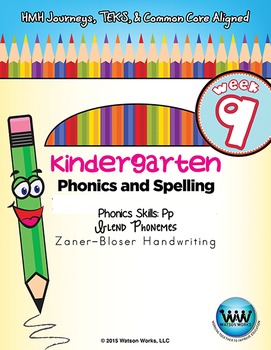 Preview of Kindergarten Phonics and Spelling Zaner-Bloser Week 9 (P) {TEKS-aligned}