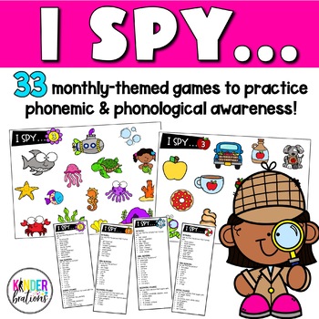 Preview of Kindergarten Phonological Awareness Game and Intervention | SOR Based | - I Spy