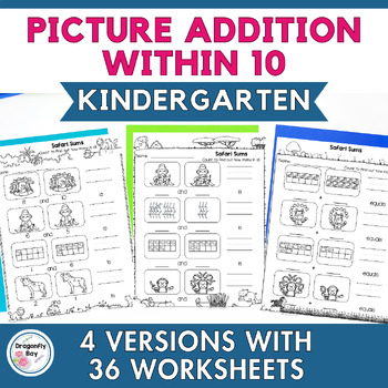 Preview of Kindergarten Picture Addition to 10 Printable Worksheets