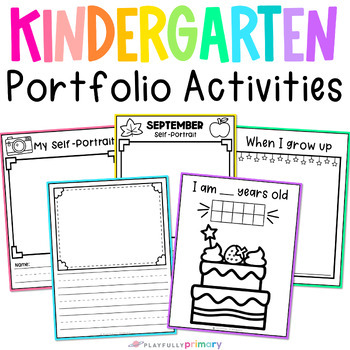 Preview of Kindergarten Writing Portfolio - Monthly Self Portrait Writing Paper Memory Book