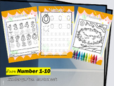 Kindergarten Practice Number 1-10 Coloring and Tracing