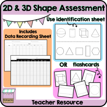 Preview of Kindergarten | Pre-K 2D & 3D Identifying Shapes Assessment Data Recording Sheet
