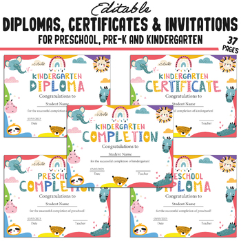 Preview of Kindergarten, Pre-K, Preschool Certificates, Diplomas & Invitations Backgrounds
