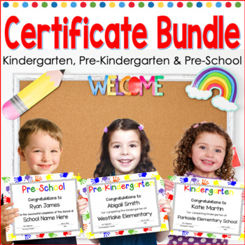Preview of Kindergarten Pre-K and Preschool Certificates Bundle Editable