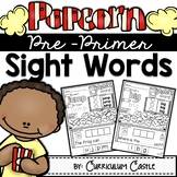Kindergarten Pre-Primer Sight Words-Popcorn Theme