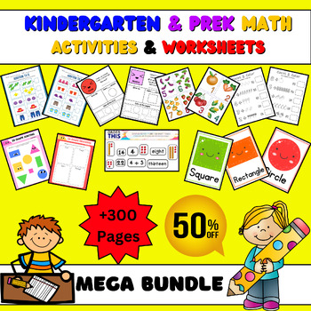 Preview of Kindergarten & Prek No Prep Math & Literacy Fun Activities BUNDLE