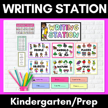 Preview of Kindergarten Writing Station - Vocabulary and Writing Prompts for Kindergarten