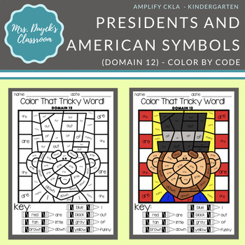 Preview of Kindergarten - Presidents & American Symbols - Domain 12- 'Skills Color by Code'