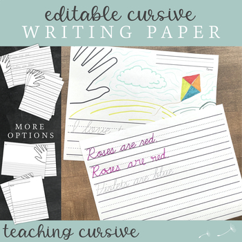 Preview of Primary Editable Writing Paper : Cursive