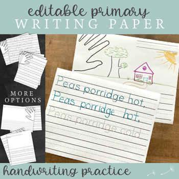 Preview of Primary Editable Writing Paper : Print Handwriting