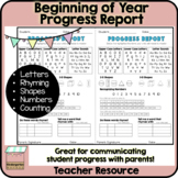 Kindergarten Primary Progress Report | Beginning of Year P