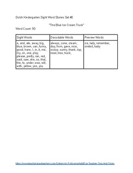 Preview of Kindergarten - Primer Dolch Sight Word Stories Set #2