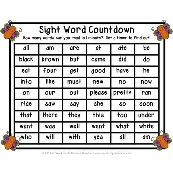 printable sight words games for kindergarten