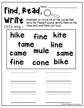 Kindergarten Printables - CVCe Words by The Kindergarten Connection