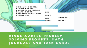 Preview of Kindergarten Problem Solving Prompts (20 Pages): Math Journals and Task Cards