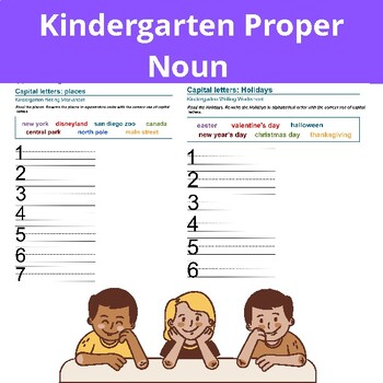 Preview of Kindergarten Proper Noun Capitalization Worksheets