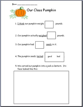 Preview of Kindergarten Pumpkin Unit- Fits Well in Literacy Centers