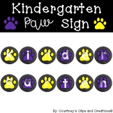 Kindergarten Purple and Yellow Paw Banner - Sign