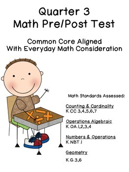 Preview of Kindergarten Quarter 3 Pre & Post Math Test