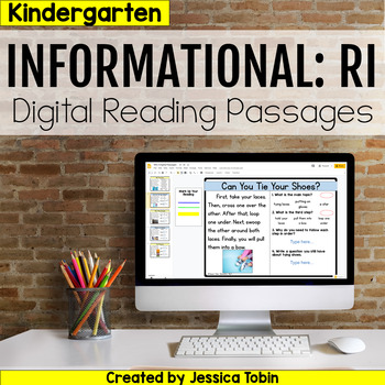 Preview of Kindergarten RI Informational Digital Passages with Digital Reading