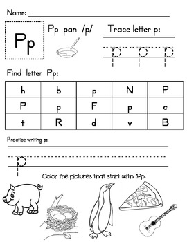 Kindergarten RTI & CC Alphabet Workmats/Worksheets~ Letter ID, Sound ...