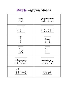 Preview of Kindergarten Rainbow Traceable Sight Words: Based on Fountas & Pinnell Word Work