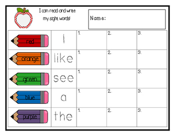 Kindergarten Rainbow Write Sight Words by Reading in Kinder | TpT