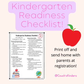 Preview of Kindergarten Readiness Checklist!