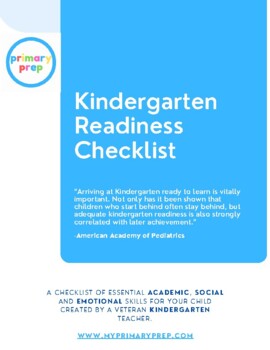 Kindergarten Readiness Checklist by Liz White | Teachers Pay Teachers