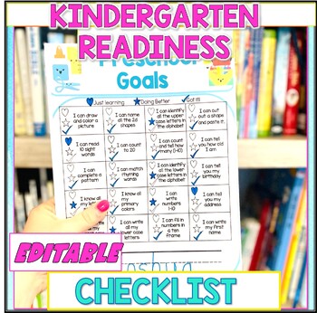 Preview of Kindergarten Readiness Checklist Preschool Goals Editable