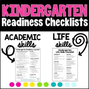 Preview of Kindergarten Readiness Checklists | Academic AND Life Skills