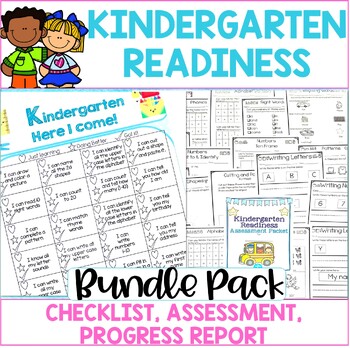 Preview of Kindergarten Readiness Packet Assessment Checklist Progress Report End of Year