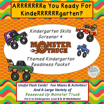 Preview of Kindergarten Readiness Screener & Treatment Packet: Monster Trucks!