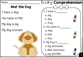 Free Kindergarten Reading Comprehension by Teaching ...