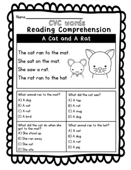 Reading Comprehension │ CVC Words by Journey of My Kids | TPT