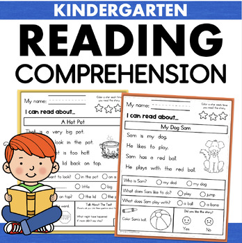 Preview of Kindergarten Reading Comprehension Decodable CVC Passages with WH Questions