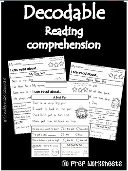 Preview of Kindergarten Reading Comprehension Homework Packet