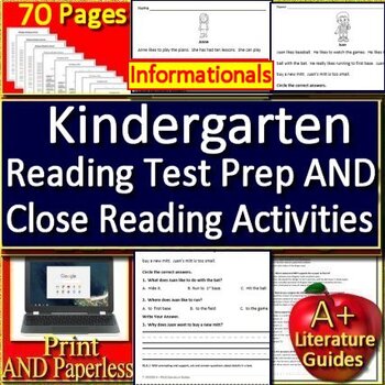 Preview of Kindergarten Reading Informational Text Passages & Questions CCSS Spiral Review