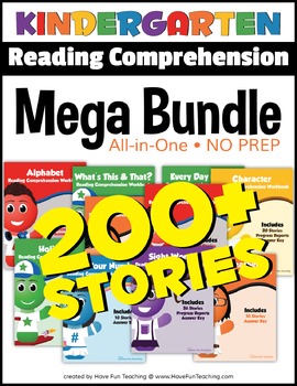 Preview of Kindergarten Reading Comprehension NO-PREP ALL-IN-ONE MEGA BUNDLE (200+ STORIES)