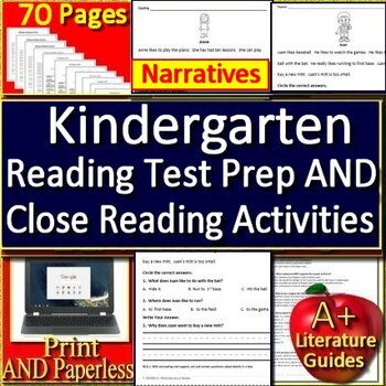 Preview of Kindergarten Reading Literature Passages and Questions CCSS Spiral Review