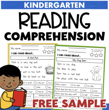 Preview of Kindergarten Reading Comprehension Passages WH Questions Decodable Stories 