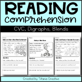 Kindergarten Reading Comprehension Passages Phonics CVC wo