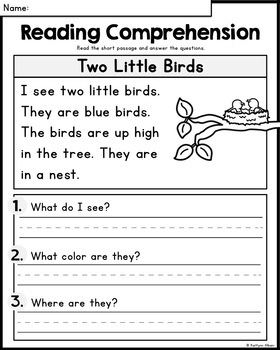kindergarten reading comprehension passages spring digital and pdf