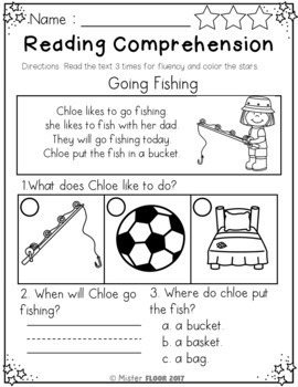 Kindergarten Reading Comprehension (Summer) by Mister Clips | TpT