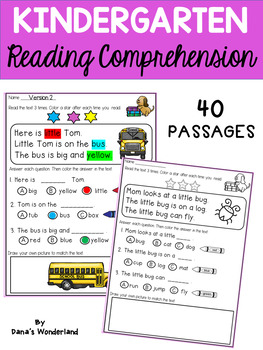 Kindergarten Level C Reading Comprehension Passages with Questions