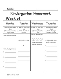 Kindergarten Reading Homework