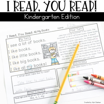 Preview of Kindergarten Reading Homework | I Read, You Read Passages and Comprehension